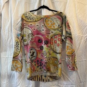 Artistic Multicolor Long Sleeve Women's Top